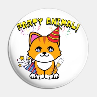 Party Animal - Orange cat Pin