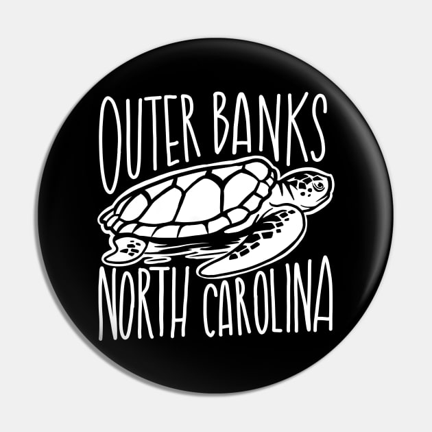 Outer Banks NC Sea Turtle White Pin by HalpinDesign