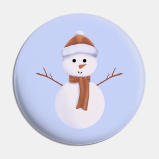 Christmas Snowman with Brown Scarf and Beanie. Pin