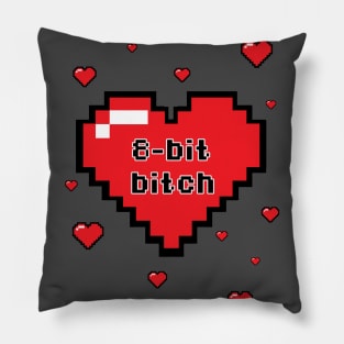 8-Bit Bitch Retro Gaming Pixel Design Pillow