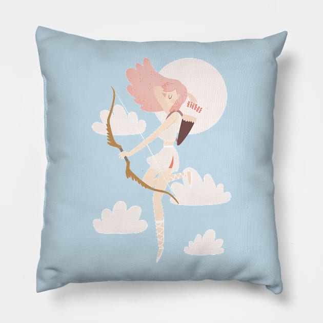 Pink Haired Archer Pillow by clairestamper