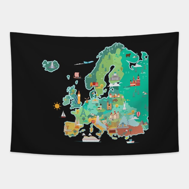 Map of Europe Tapestry by Antikwar