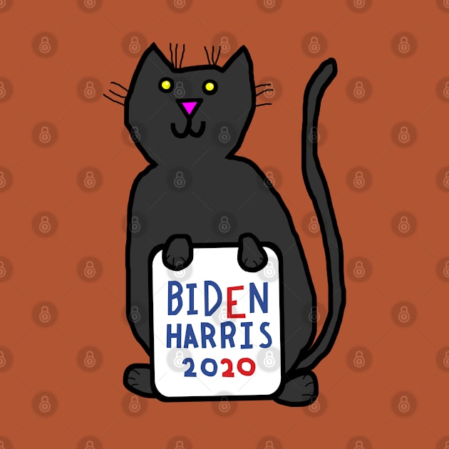 Small Cat with Biden Harris Sign by ellenhenryart