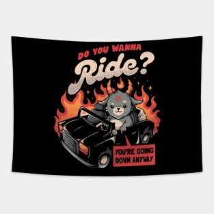 Ride to Hell - Funny Evil Creepy Baphomet Gift Tapestry