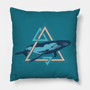 Swimming Humpback Whale, Blue Pillow