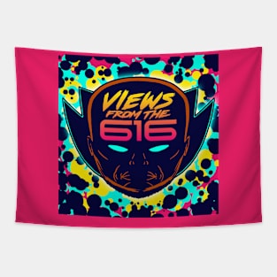 FRONT & BACK Miami Nights Views From The 616 Logo Tapestry