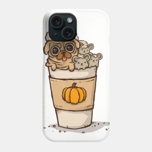 Pug and Mice Latte Phone Case