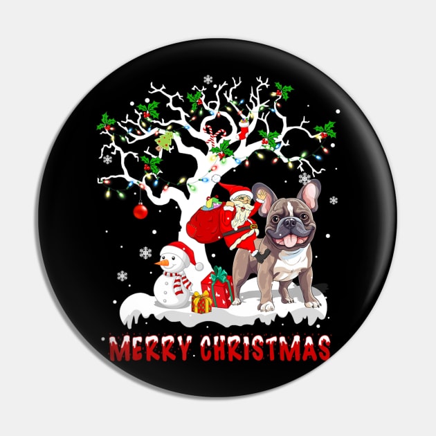 Christmas French Bulldog On Tree Santa French Bulldog Dog Pin by Mitsue Kersting