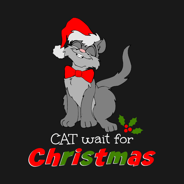 Cute Christmas Cat Wait For Christmas Funny Christmas Saying by egcreations