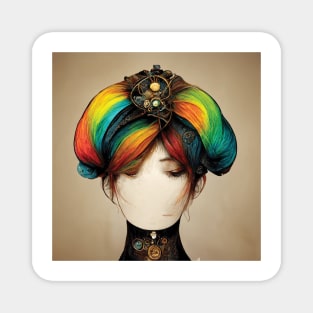 Steampunk Rainbow Wig and Collar Magnet