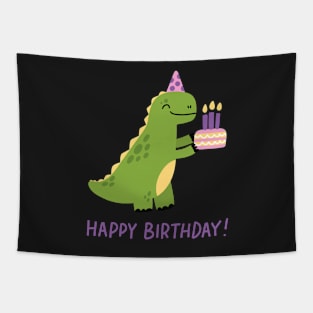 Cute T-Rex with birthday cake Tapestry