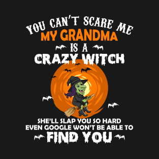 You can't scare me my grandma is a crazy witch she'll slap you so hard even google won't be able to find you T-Shirt