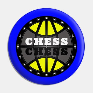 Chess Logo in Black, White and Yellow Pin