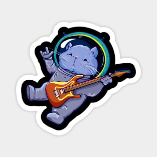 Astronaut Helmet Cat Playing Electric Guitar Space Magnet