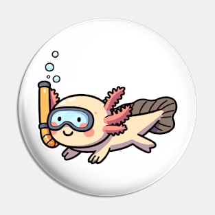 Cute Axolotl Snorkeling Pin