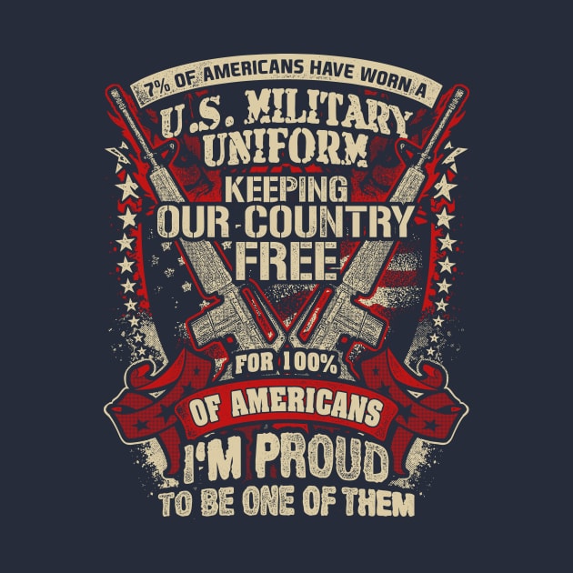 Proud US Veterans T Shirt | 7% of Americans by Kibria1991