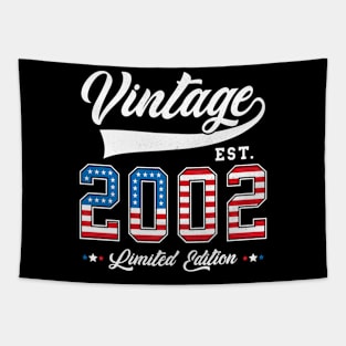 21st Birthday Patriotic Vintage 2002 USA Flag 4th of July Tapestry