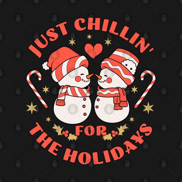 Just Chillin' for the Holidays Snowman in Love by Contentarama