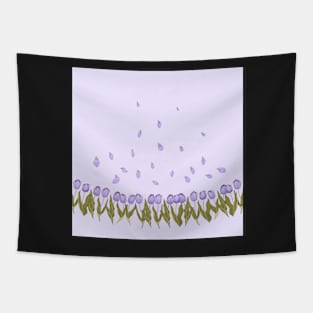 Violet tulips on lilac background Tapestry