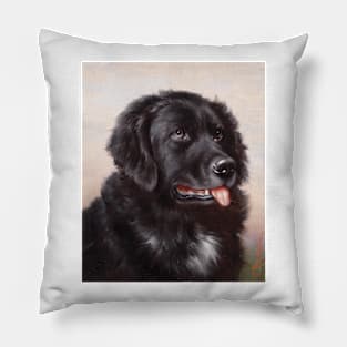 Newfoundlander Dog Portrait (circa 1900) by Carl Reichert Pillow