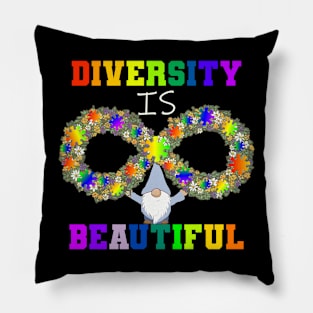 Autism Awareness Diversity Is Beautiful Neurodiversity Gnome Pillow