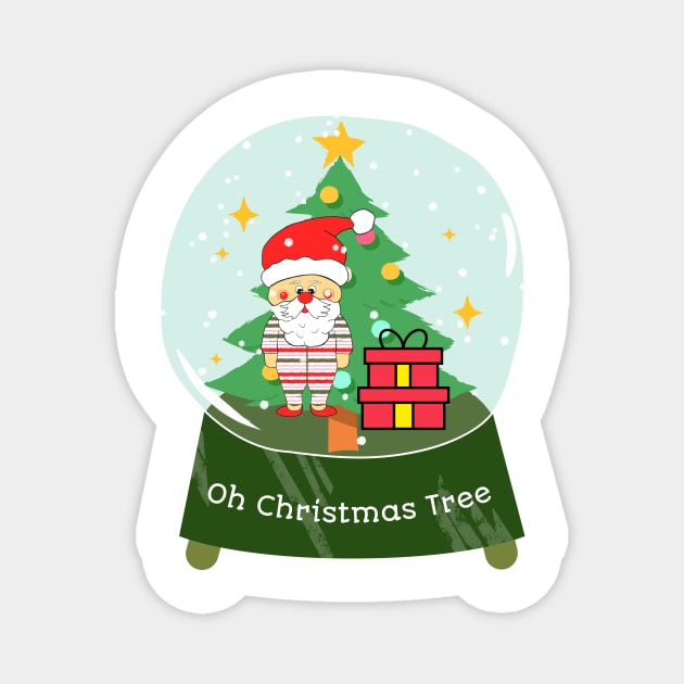 OH Christmas Tree Santa Claus Snowglobe Magnet by SartorisArt1