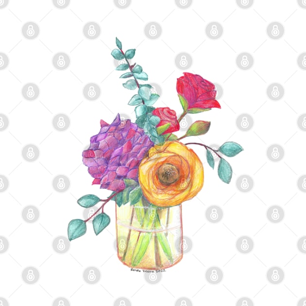 Vase of Flowers by ReneeDixonArt