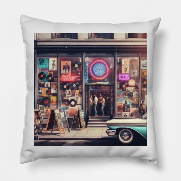 Vinyl Haven Pillow by OldSchoolRetro