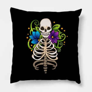 Skeleton and flowers Pillow