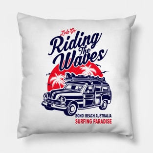 Retro Bondi Beach Australia Surfing Paradise, Pillow