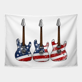 Electric Guitar USA Flag Patriotic Guitarist 4th July Tapestry