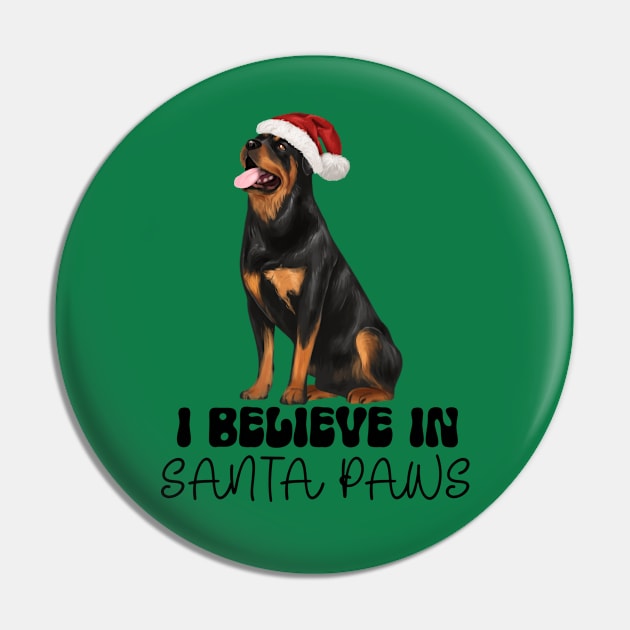 Santa Paws Rottweiler Dog Rottie Santa Shirt Pin by Curio Pop Relics