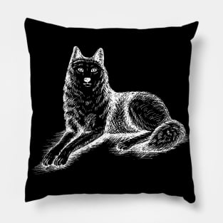 Lying Wolf (White) Pillow