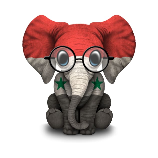 Baby Elephant with Glasses and Syrian Flag by jeffbartels