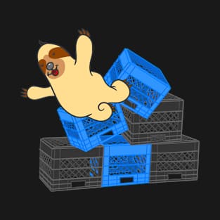 Funny Sloth Falling Milk Crate Challenge T-Shirt