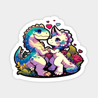 Anime Dinosaur Couple Magnet