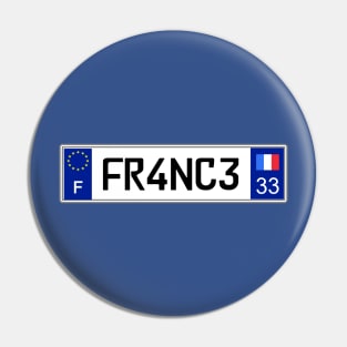 France car license plate Pin