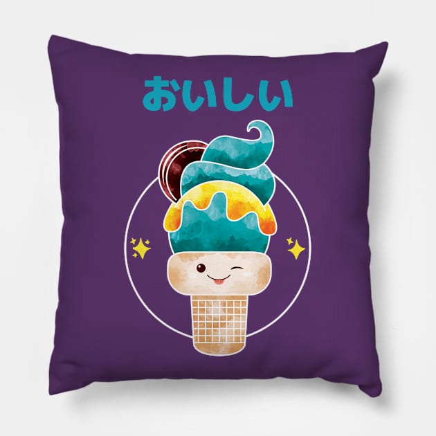 おいしい (Oishii) Ice Cream Pillow by Malficious Designs