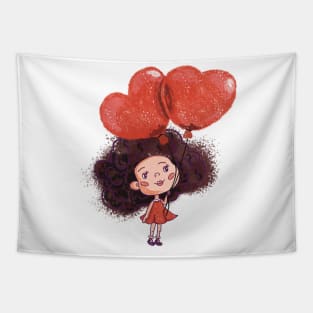 Girl with balloons Tapestry