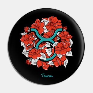 Floral Zodiac Sign Taurus Gift Women Men Pin