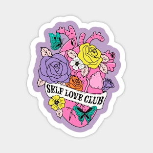 Self Love Club Heart Covered in Flowers Love Sucks Anti Love Magnet