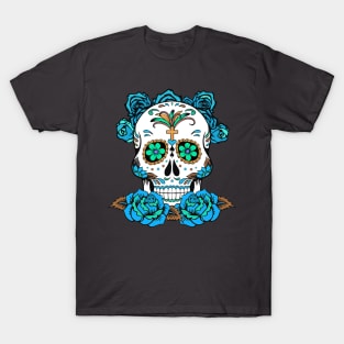 Tiniven Dia de Los Dodger Halloween Sugar Skull Shirt