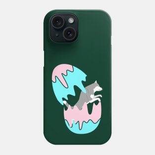 Siberian Husky Dog Jumping Out of Colorful Easter Egg Phone Case