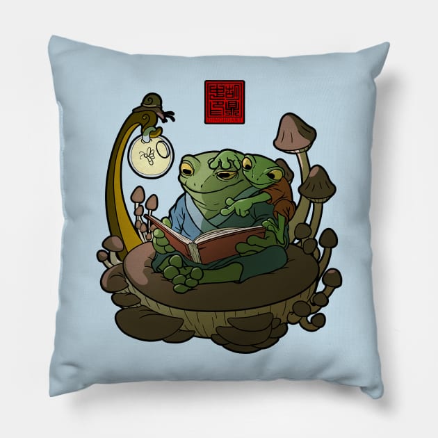 A Frog and His Son Storytime Pillow by DingHuArt