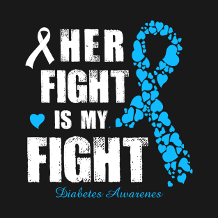 Her His Fight Is My Fight Diabetes Awareness Retro Ribbon Gift T-Shirt