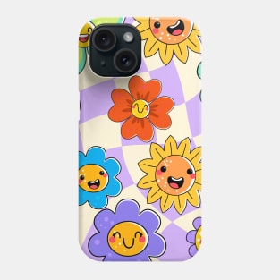 Lilac Trippy Floral Smiley Phone Case