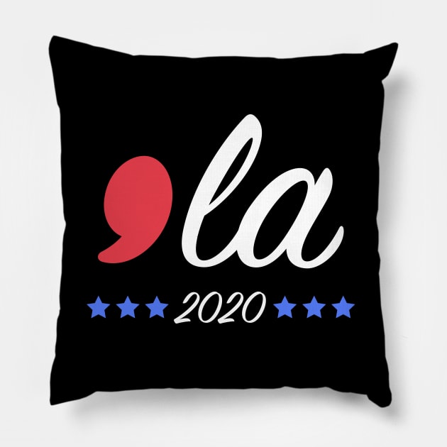 Funny Kamala Harris Comma La 2020 Pillow by designs4up