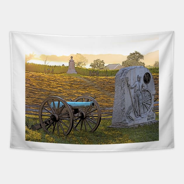 Gettysburg Battlefield Peach Orchard Area - No Lettering Tapestry by Andy's Art