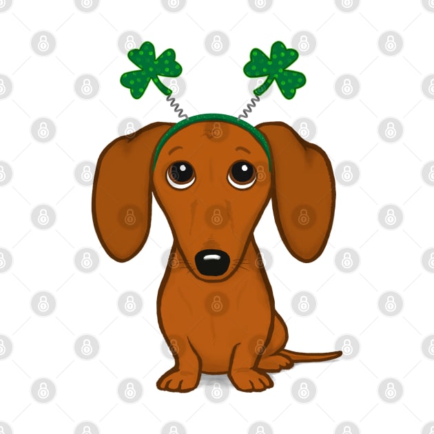 Funny Saint Patrick's Day Dog | Dachshund with Shamrocks by Coffee Squirrel