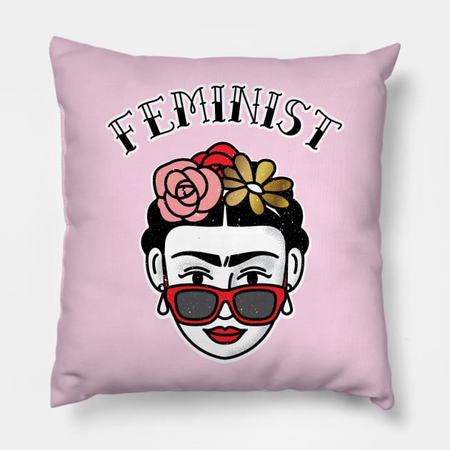 Cute Feminist Frida Kahlo Pillow by PUFFYP